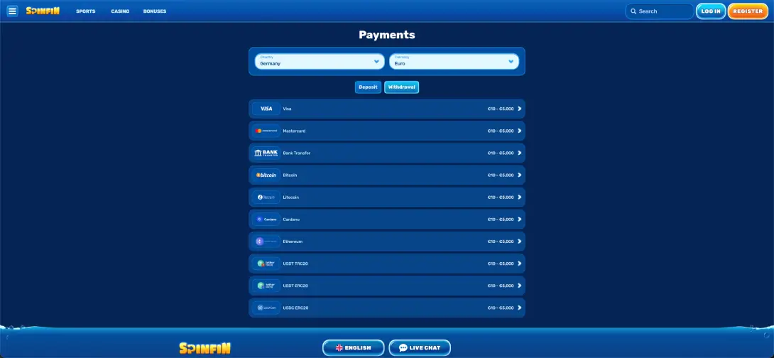 Spinfin casino withdrawal methods Spinfin casino withdrawal methods